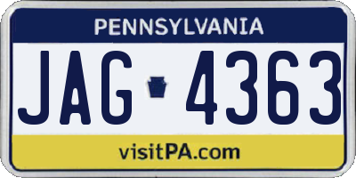 PA license plate JAG4363
