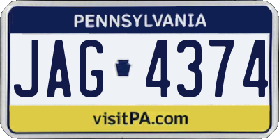 PA license plate JAG4374