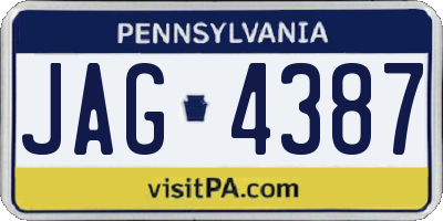 PA license plate JAG4387