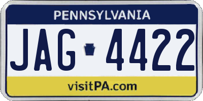 PA license plate JAG4422