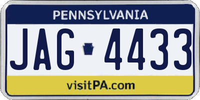 PA license plate JAG4433