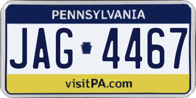 PA license plate JAG4467