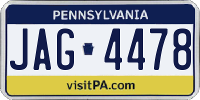 PA license plate JAG4478