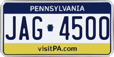 PA license plate JAG4500