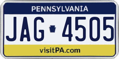 PA license plate JAG4505