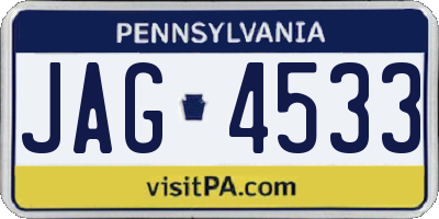 PA license plate JAG4533