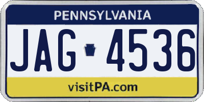PA license plate JAG4536