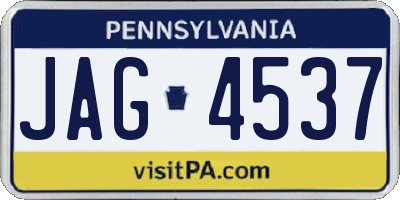 PA license plate JAG4537