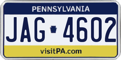 PA license plate JAG4602