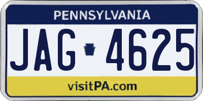 PA license plate JAG4625