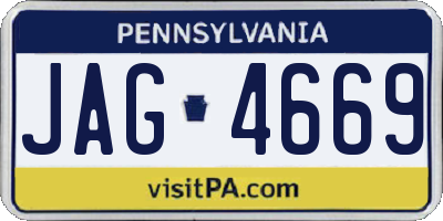 PA license plate JAG4669