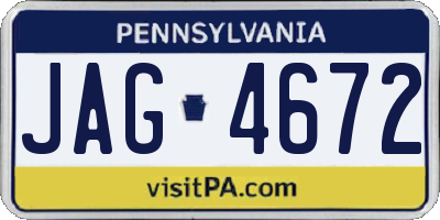 PA license plate JAG4672