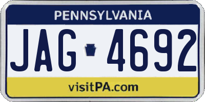 PA license plate JAG4692