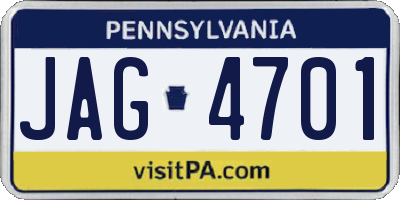 PA license plate JAG4701