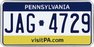 PA license plate JAG4729