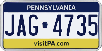PA license plate JAG4735