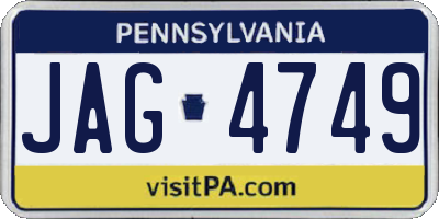 PA license plate JAG4749
