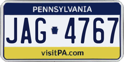 PA license plate JAG4767