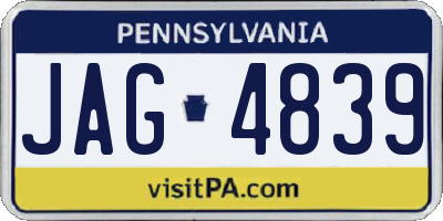 PA license plate JAG4839