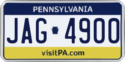 PA license plate JAG4900