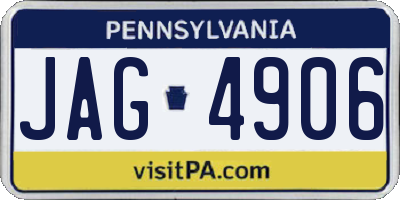 PA license plate JAG4906