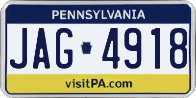 PA license plate JAG4918