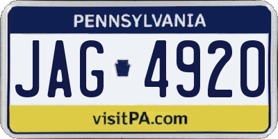 PA license plate JAG4920