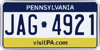 PA license plate JAG4921