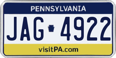 PA license plate JAG4922