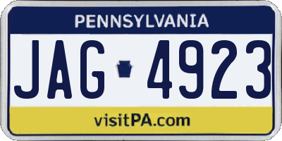PA license plate JAG4923