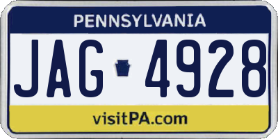 PA license plate JAG4928