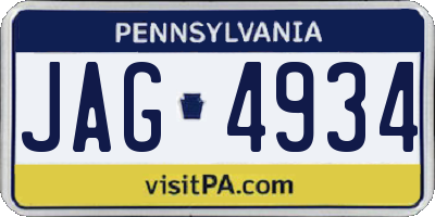 PA license plate JAG4934