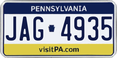PA license plate JAG4935