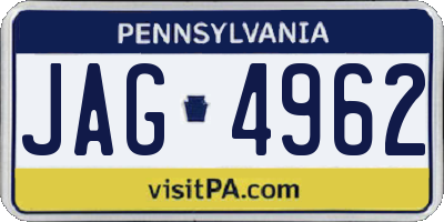 PA license plate JAG4962