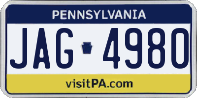 PA license plate JAG4980