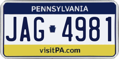PA license plate JAG4981
