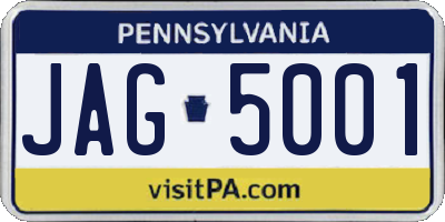 PA license plate JAG5001