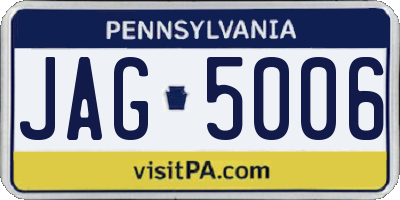 PA license plate JAG5006
