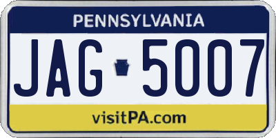 PA license plate JAG5007