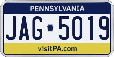 PA license plate JAG5019