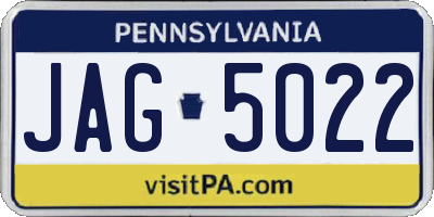 PA license plate JAG5022