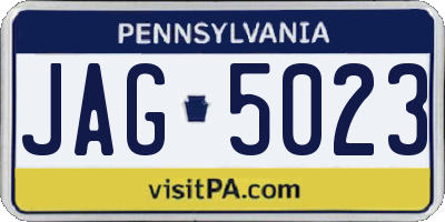 PA license plate JAG5023