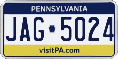 PA license plate JAG5024