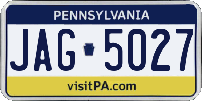 PA license plate JAG5027