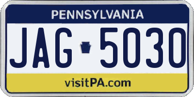 PA license plate JAG5030