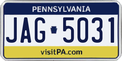 PA license plate JAG5031