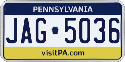 PA license plate JAG5036