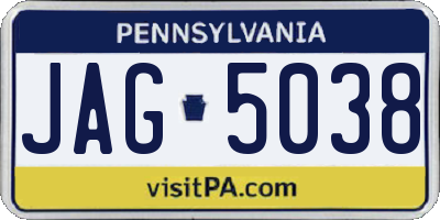 PA license plate JAG5038