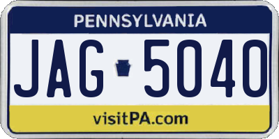 PA license plate JAG5040