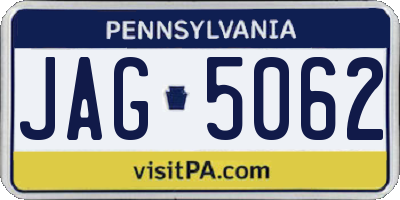 PA license plate JAG5062